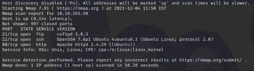 nmap output