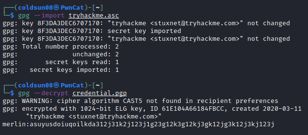 Decryption of pgp